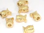 4 BEADS - Gold plated fish beads with large hole size - BD842