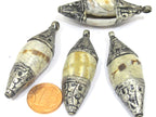 1 Pendant - Tibetan pendants - Ethnic Tibetan silver repousse carved cap bail shell pendant from Nepal - SP045