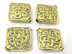 1 Bead - Large size Tibetan brass repousse endless knot design focal pendant bead - BD845
