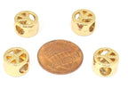 4 BEADS - Gold plated small retro peace symbol beads with large hole size - BD843