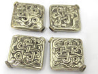 2 Beads - Large size Tibetan silver repousse endless knot design focal pendant bead - tibetan beads nepal beads BD846s
