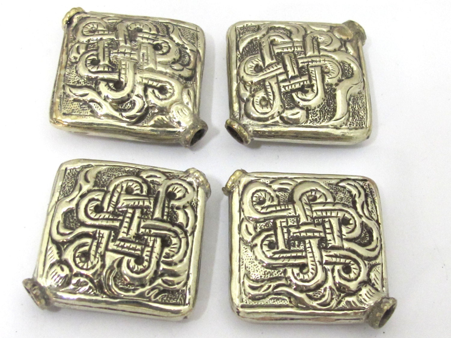 Tibetan bead tibet bead nepal beads metal bead Large size Tibetan silver repousse endless knot bead - BD846