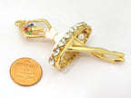 1 Pendant - Elegant gold plated metal dancer pendant with sparkling crystals - PM430