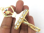 1 Pendant - Elegant gold plated metal dancer pendant with sparkling crystals - PM430