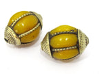 2 BEADS - Large Tibetan copal resin grooved melon shape bead - BD850s