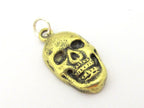 1 Pendant - Tibetan Small size brass skull face charm pendant with floral carving on reverse side l - CP105A