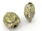 1 Bead - Reversible Light weight antiqued silvery brass tone Tibetan Buddha bead from Nepal- BD851