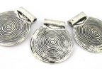 1 Pendant - Tibetan silver spiral symbol tribal shield pendant 46 mm - CP106