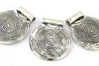 1 Pendant - Tibetan silver spiral symbol tribal shield pendant 46 mm - CP106