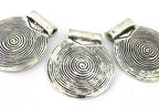 1 Pendant - Tibetan silver spiral symbol tribal shield pendant 46 mm - CP106