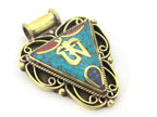 1 Pendant - Ethnic Nepalese Triangle shape Om mantra brass pendant - PM436B