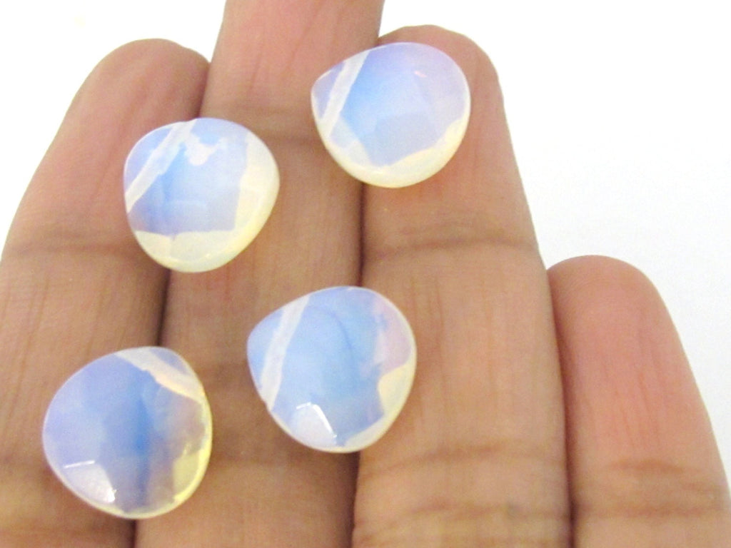 4 Beads - Faceted white color quartz stone drop beads - GM382A