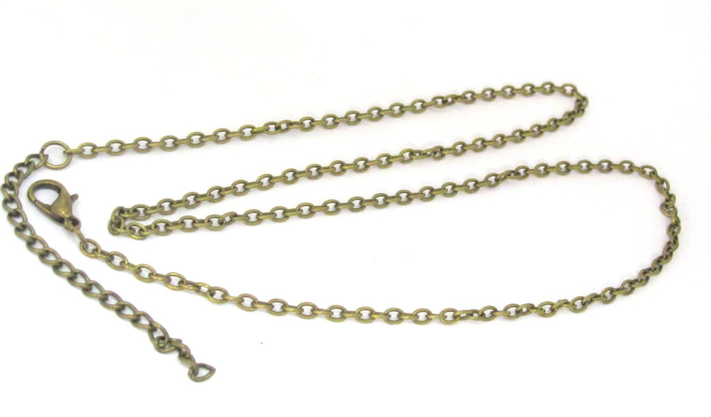 1 chain - Antiqued brass tone plated long necklace chain for jewelry making 31.5 inches - PM444