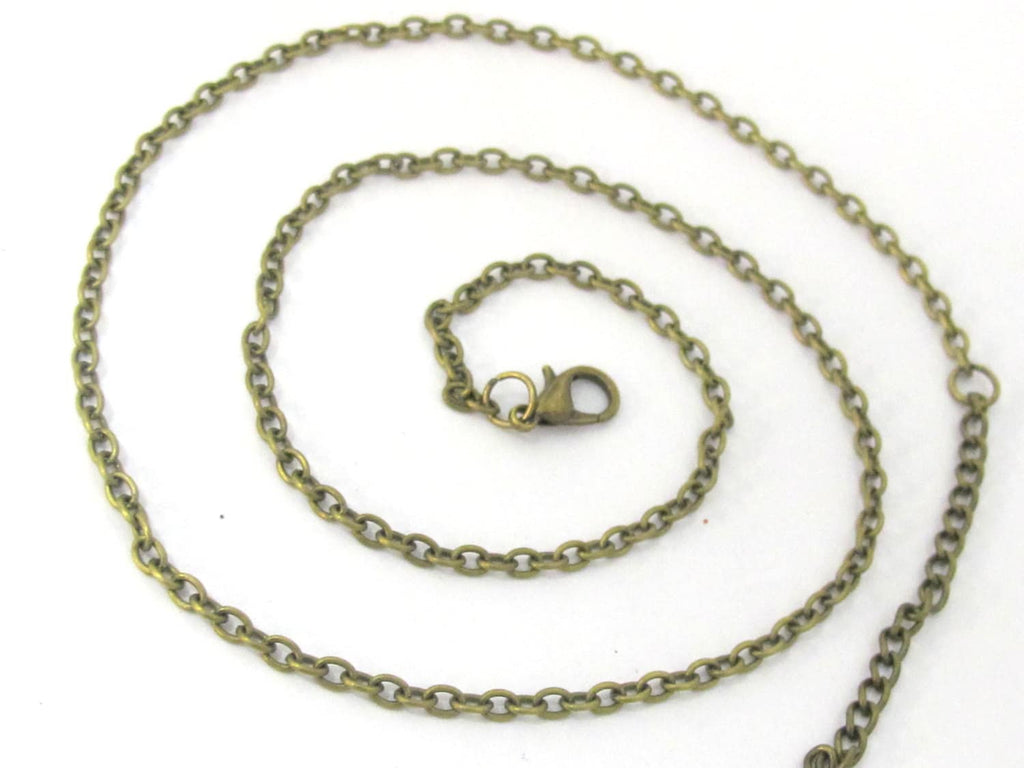 1 chain - Antiqued brass tone plated long necklace chain for jewelry making 31.5 inches - PM444
