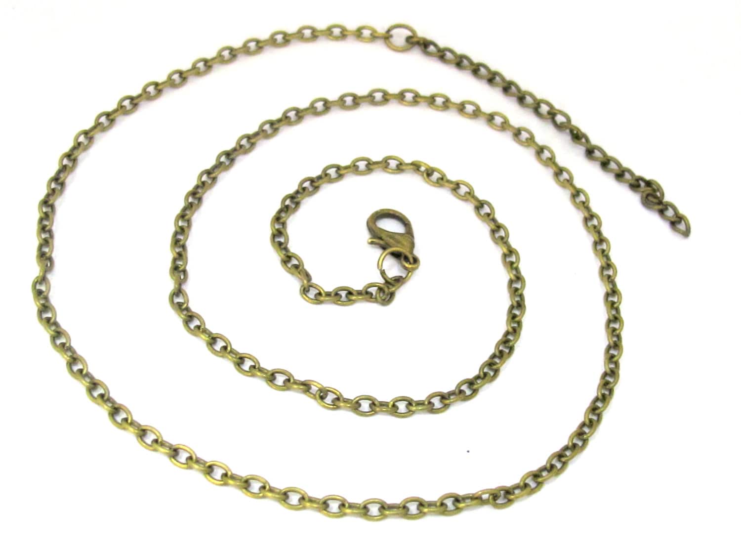1 chain - Antiqued brass tone plated long necklace chain for jewelry making 31.5 inches - PM444