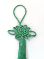 1 Piece - Long tassel Green color chinese infinity knot tassel charm supplies - 8.5 inches long - BD856