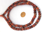 108 beads - 8 mm Tibetan bone beads with turquoise brass coral inlay dyed red bone beads mala making supplies - ML042A