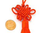 1 Piece - Long red chinese infinity knot tassel charm supplies - 8.5 inches long - BD855