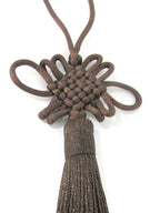 1 Piece - Long tassel Dark brown color chinese infinity knot tassel charm supplies - 8.5 inches long - BD858