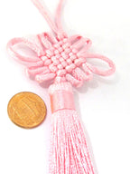 1 Piece - Long pink chinese infinity knot tassel charm supplies - 8.5 inches long - BD859