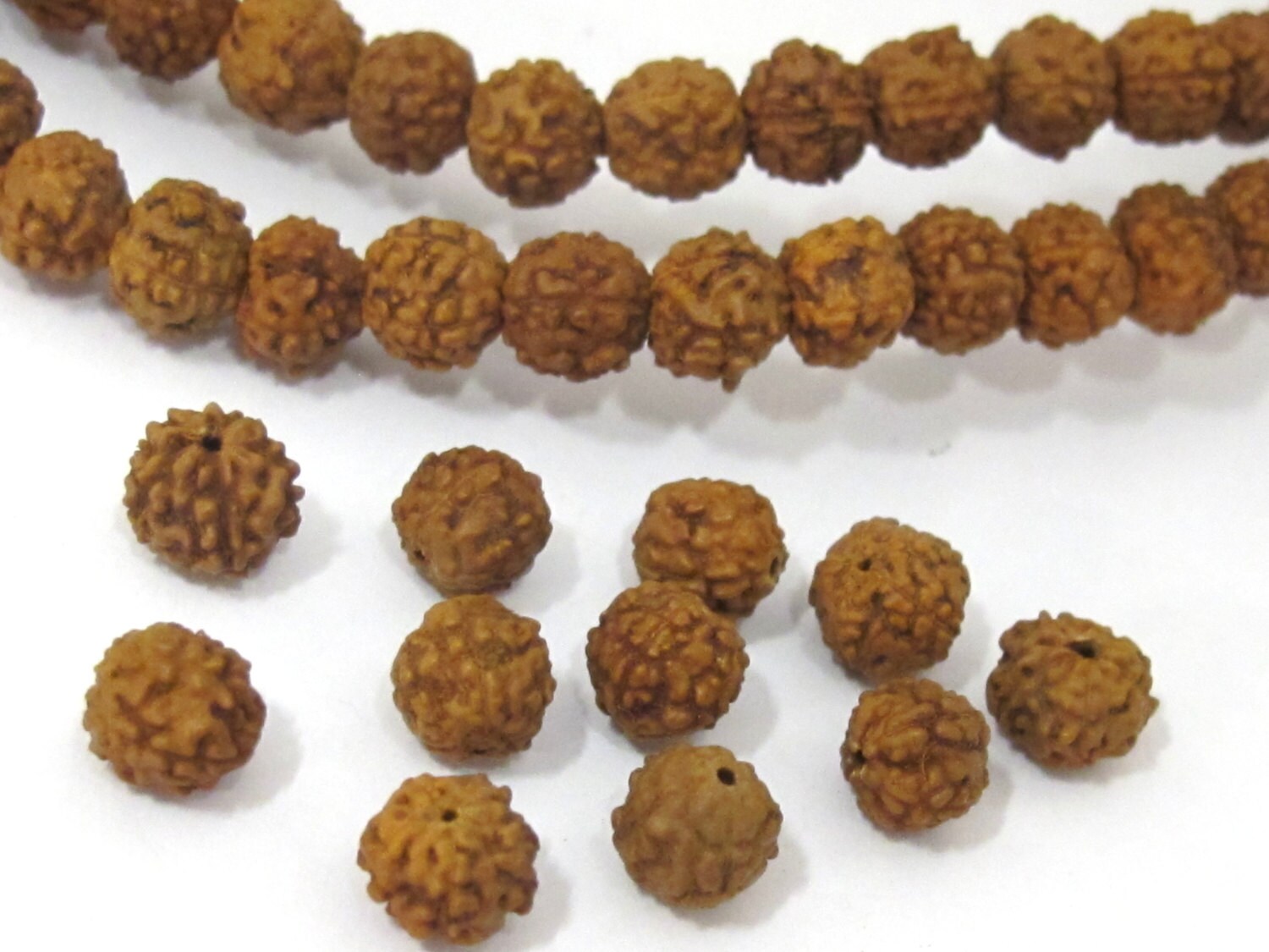 108 Beads - Small natural Rudraksha seed beads from Nepal 6 mm - NB143A