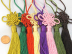 4 tassels - Mix of 4 colors extra Long tassel infinity knot tassel charm supplies approx 8.5 inches long - BD863