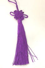 1 Piece - Long tassel Purple eggplant color chinese infinity knot tassel charm supplies - 8.5 inches long - BD862