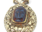 1 Pendant - Large Tibetan antiqued finish silver color Blue Buddha pendant with Lotus flower carving - PM336C