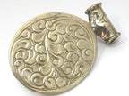 1 Pendant - Large Tibetan antiqued finish silver color Blue Buddha pendant with Lotus flower carving - PM336L