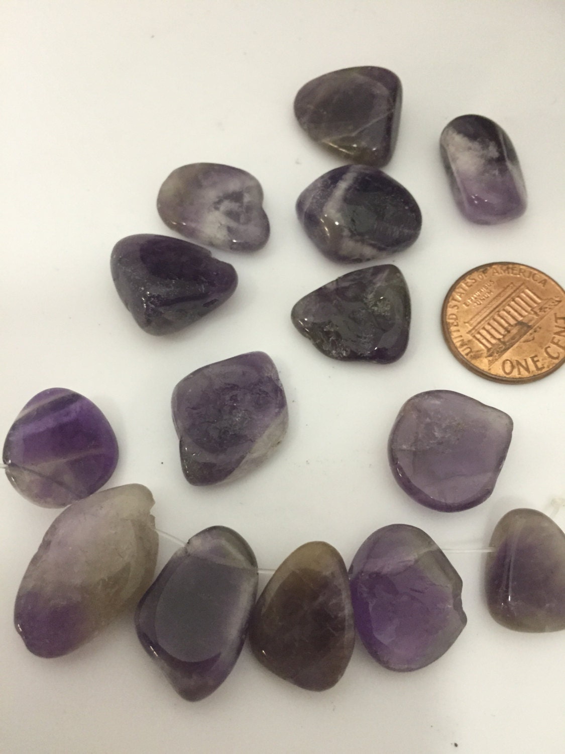5 beads - Amethyst gemstone nugget beads - GM384B
