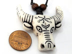 1 Pendant - Large cattle skull head long horn resin pendant - PB095