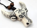 1 Pendant - Large cattle skull head long horn resin pendant - PB095