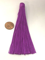 1 Piece - Long fuschia purple color silk tassel charm supplies - 120 mm long - BD870