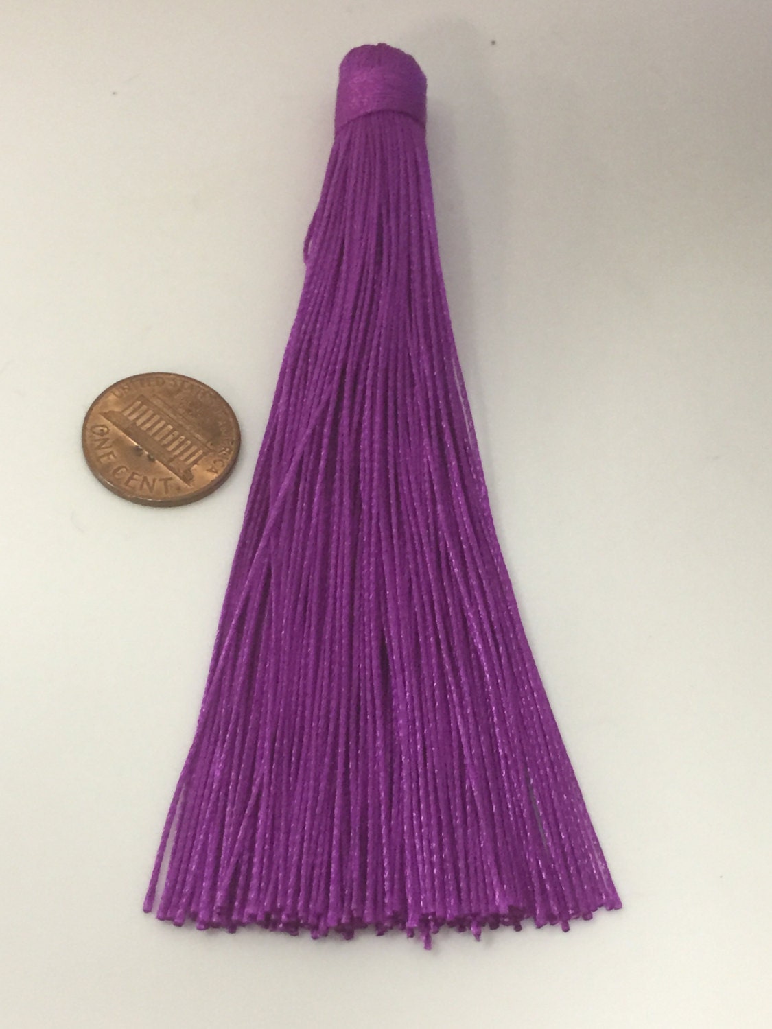 1 Piece - Long fuschia purple color silk tassel charm supplies - 120 mm long - BD870