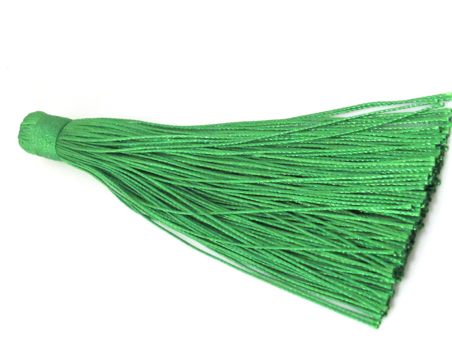 1 Piece - Long green color silk tassel charm supplies - 120 mm long - BD873