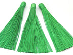 1 Piece - Long green color silk tassel charm supplies - 120 mm long - BD873