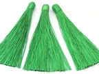 1 Piece - Long green color silk tassel charm supplies - 120 mm long - BD873