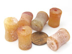2 Beads - Large Thick cylindrical Tibetan brown agate gemstone bead - GM388