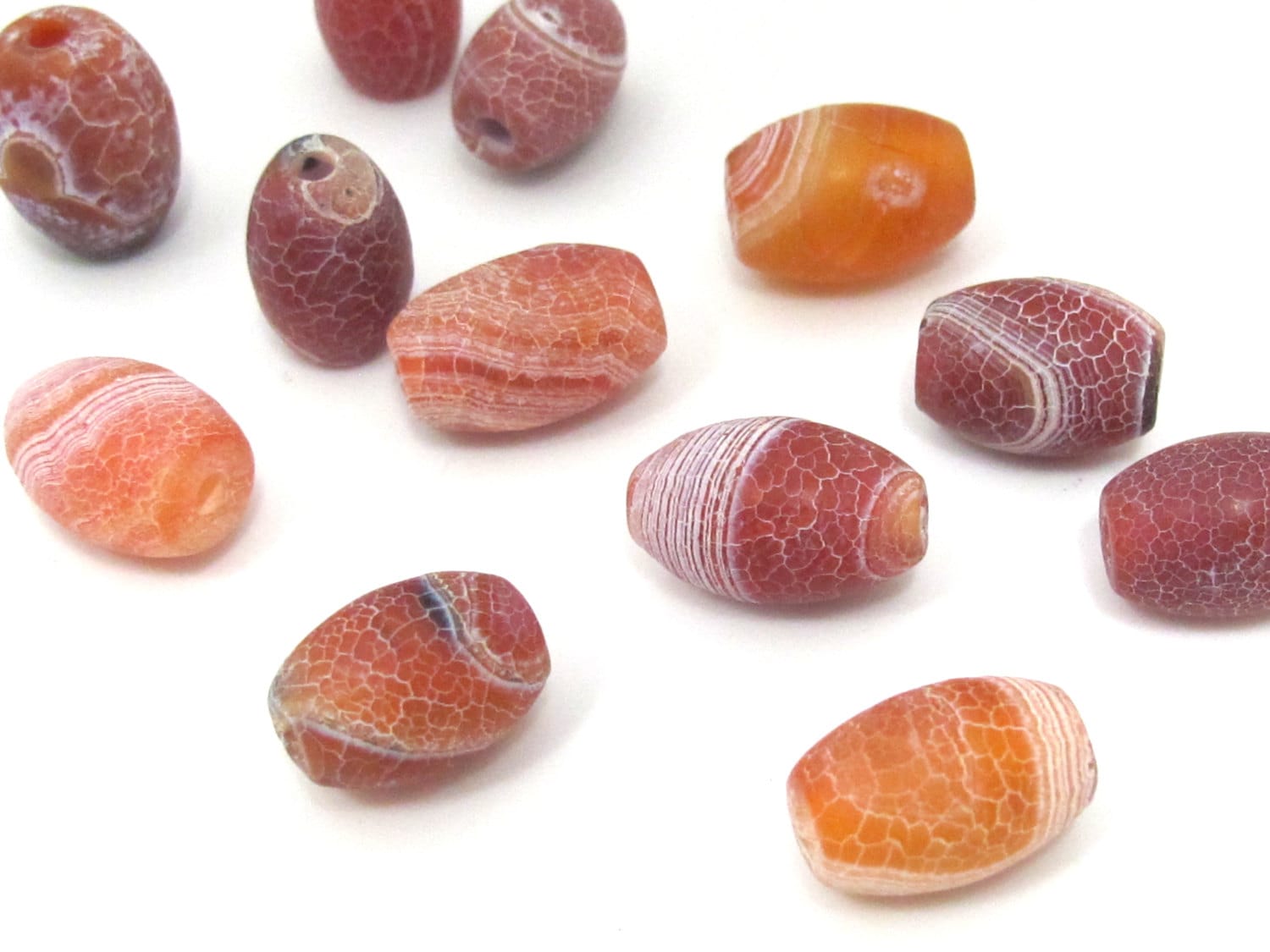 4 Beads - Thick cylindrical dragon agate gemstone bead - GM389D