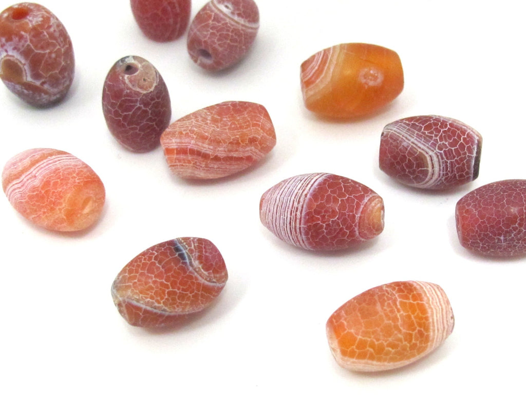 4 Beads - Thick cylindrical dragon agate gemstone bead - GM389D