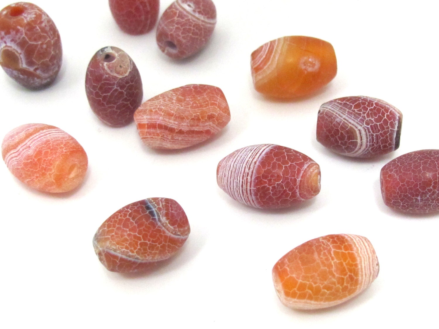 4 Beads - Thick cylindrical dragon agate gemstone bead - GM389D