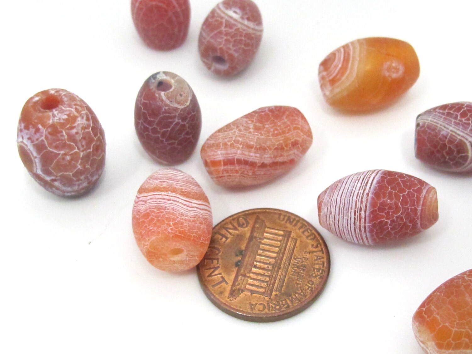 4 Beads - Thick cylindrical dragon agate gemstone bead - GM389D