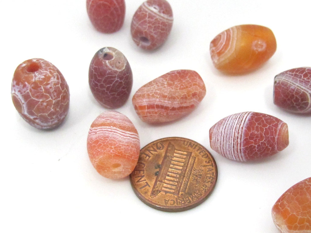 4 Beads - Thick cylindrical dragon agate gemstone bead - GM389D