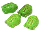 2 Beads - Green color turquoise howlite carved Buddha pendant beads - BD288