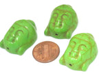 2 Beads - Green color turquoise howlite carved Buddha pendant beads - BD288