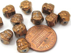 4 Beads - Laughing Buddha coppery brown color plated hematite gemstone beads 8 mm - BD878