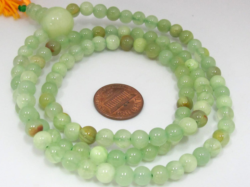 108 mala beads supply - Green color 6 mm size jade beads with 14 mm Guru bead - ML023