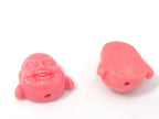 2 Beads - Salmon pink color laughing buddha resin beads - BD879