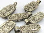 1 Pendant - Tibetan pendants - Nepal pendants - Himalayan natural carnelian gemstone tibetan silver pendant with flower carving - PM456G