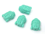 2 BEADS - Small size aqua blue color Buddha face pendant beads - BD876